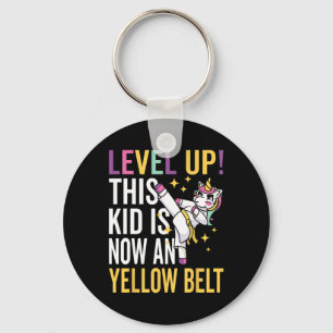 Karate Uniform Unicorn Level Up Yellow Belt Award Key Ring