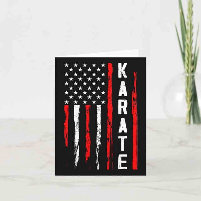 Karate Usa American Flag  Card (Front)