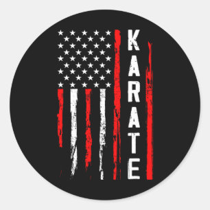 Karate Usa American Flag Classic Round Sticker