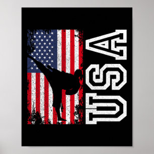 Karate Usa Flag 4th Of July Patriotic American Poster