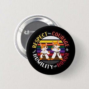 Karate Values - Cute Sparring Fox Silhouettes 6 Cm Round Badge