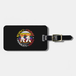 Karate Values - Cute Sparring Fox Silhouettes Luggage Tag