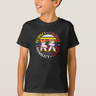 Karate Values - Cute Sparring Fox Silhouettes T-Shirt