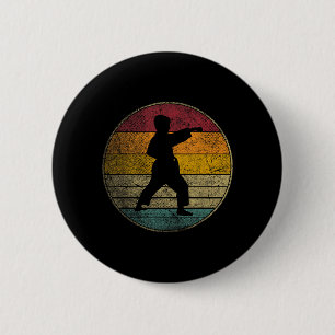 Karate Vintage Distressed Retro Silhouette 70s 80s 6 Cm Round Badge