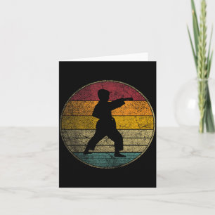 Karate Vintage Distressed Retro Silhouette 70s 80s Card
