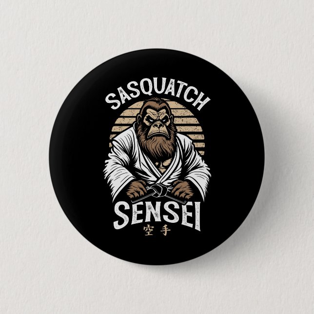 Karate Warrior Legend Sasquatch Sensei Bigfoot Mar 6 Cm Round Badge (Front)