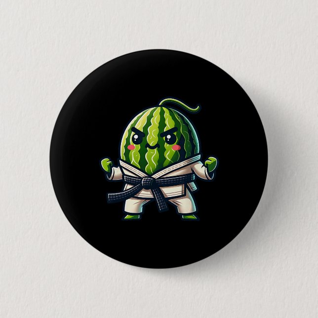 Karate Watermelon Master Cute Fighter  6 Cm Round Badge (Front)