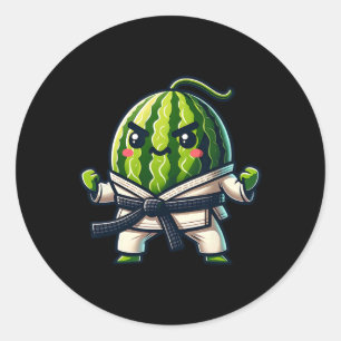 Karate Watermelon Master Cute Fighter Classic Round Sticker
