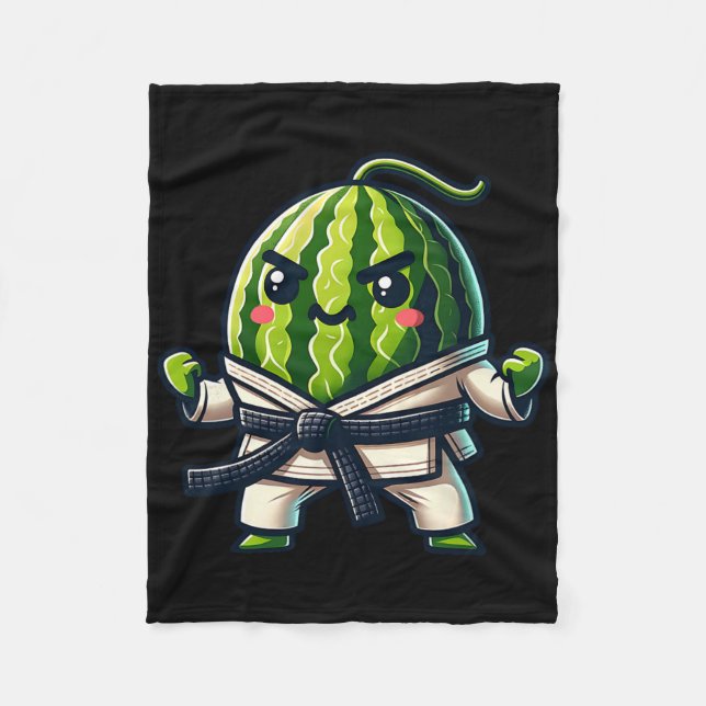 Karate Watermelon Master Cute Fighter  Fleece Blanket (Front)