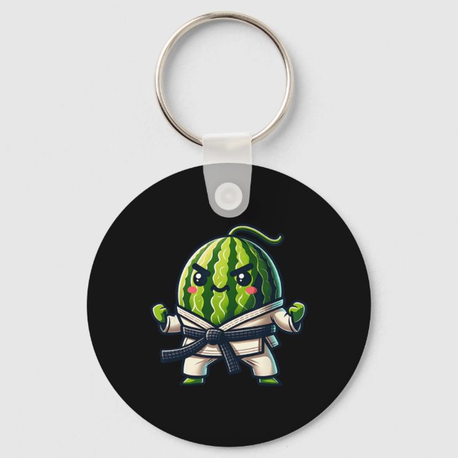 Karate Watermelon Master Cute Fighter  Key Ring (Front)