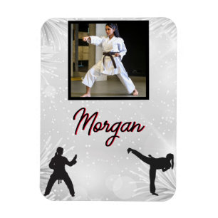 Karate Winter Wonder Personalised Photo & Name   Magnet