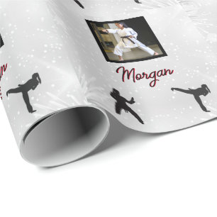Karate Winter Wonder Personalised Photo & Name  Wrapping Paper