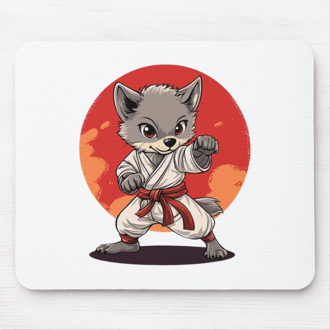 Karate Wolf Martial Arts Enthusiast Spirit  Mouse Pad (Front)