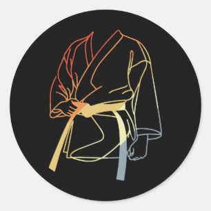 Karateka Drawing Vintage Look Karate Teacher  Classic Round Sticker
