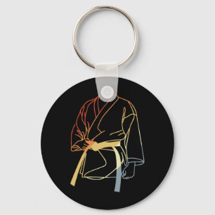 Karateka Drawing Vintage Look Karate Teacher Key Ring