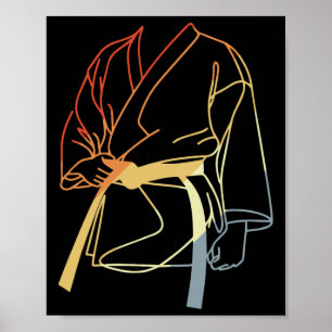 Karateka Drawing Vintage Look Karate Teacher  Poster