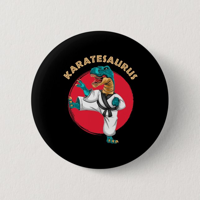Karatesaurus Funny Karate Dinosaur  6 Cm Round Badge (Front)