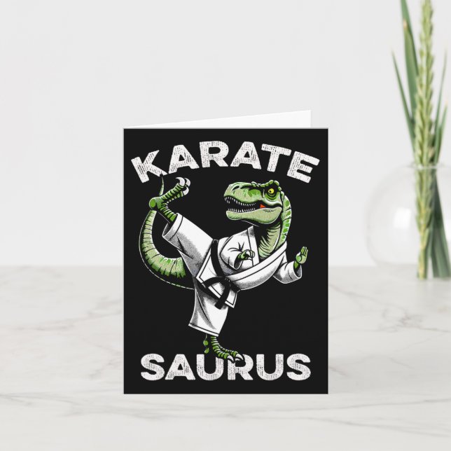 Karatesaurus T-rex Karate Dino Funny Dinosaur Mart Card (Front)