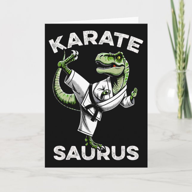 Karatesaurus T-rex Karate Dino Funny Dinosaur Mart Card (Front)
