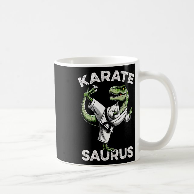 Karatesaurus T-rex Karate Dino Funny Dinosaur Mart Coffee Mug (Right)