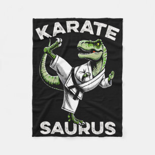 Karatesaurus T-rex Karate Dino Funny Dinosaur Mart Fleece Blanket