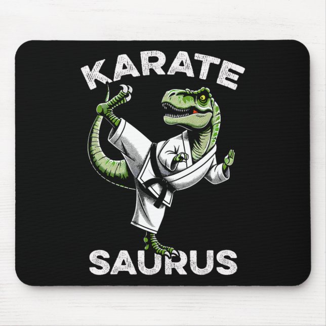 Karatesaurus T-rex Karate Dino Funny Dinosaur Mart Mouse Pad (Front)