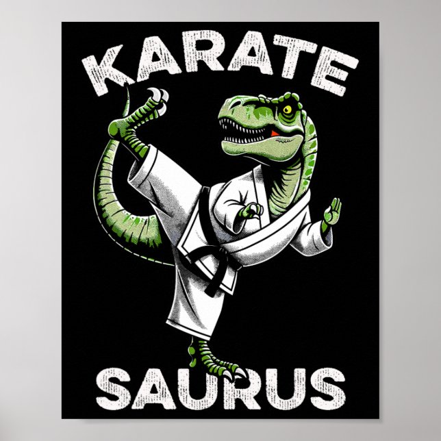 Karatesaurus T-rex Karate Dino Funny Dinosaur Mart Poster (Front)