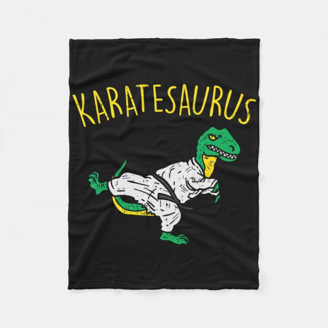 Karatesaurus Trex Karate Funny Dinosaur Martial Ar Fleece Blanket (Front)