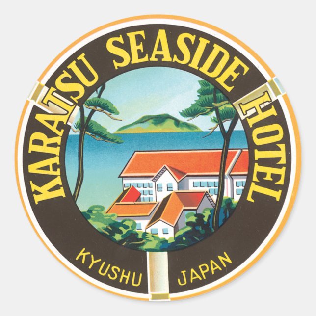 Karatsu Seaside Hotel Ad Classic Round Sticker (Front)