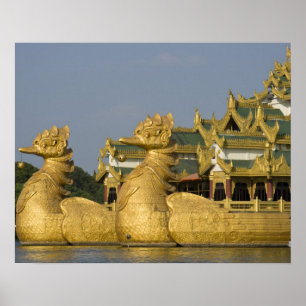 Karaweik Hall is a landmark of Yangon, locating Poster