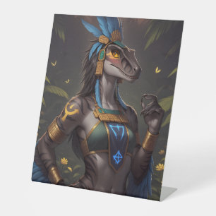 Karazi - Anthro Dino Priestess Pedestal Sign