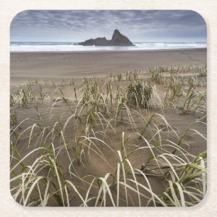 Karekare Beach Panatahi Island, West Coast Square Paper Coaster