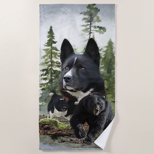 Karelian Bear Dog     Beach Towel (Front)