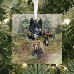 Karelian Bear Dog Glass Tree Decoration
