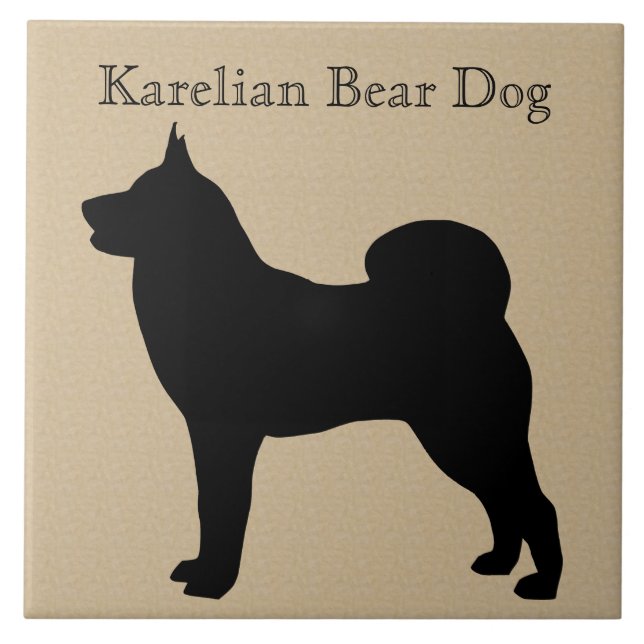 Karelian Bear Dog Silhouette Tile (Front)