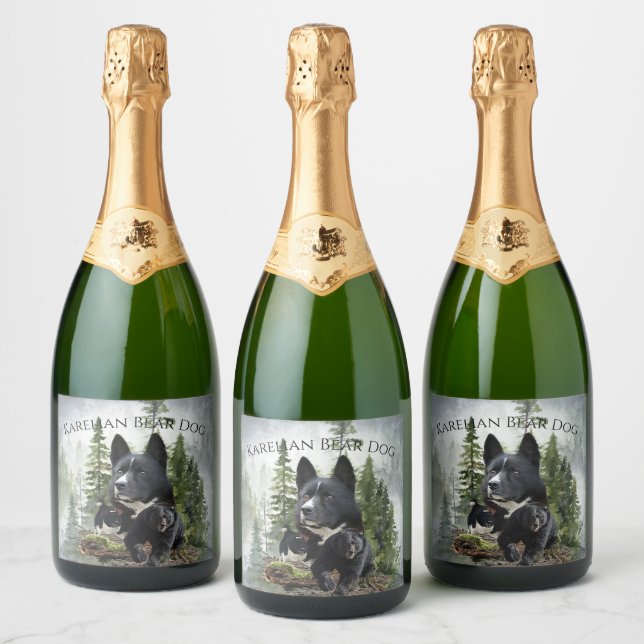 Karelian Bear Dog     Sparkling Wine Label (Bottles)