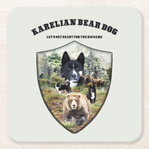 Karelian Bear Dog     Square Paper Coaster