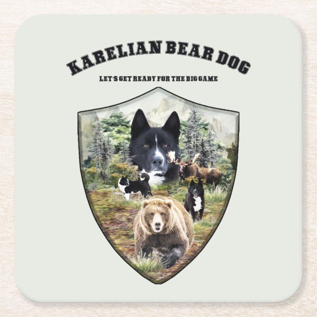 Karelian Bear Dog     Square Paper Coaster (Front)