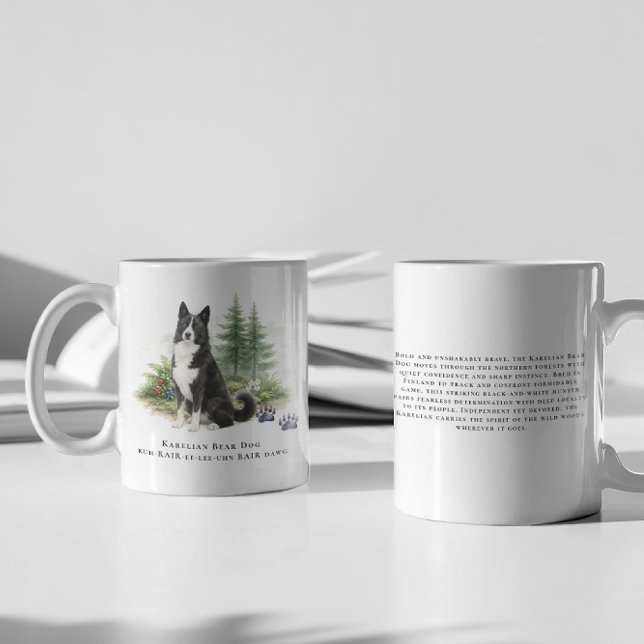 Karelian Bear Dog Watercolor Breed Quote Coffee Mug (Creator Uploaded)