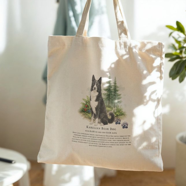 Karelian Bear Dog Watercolor Breed Quote Tote Bag (Creator Uploaded)