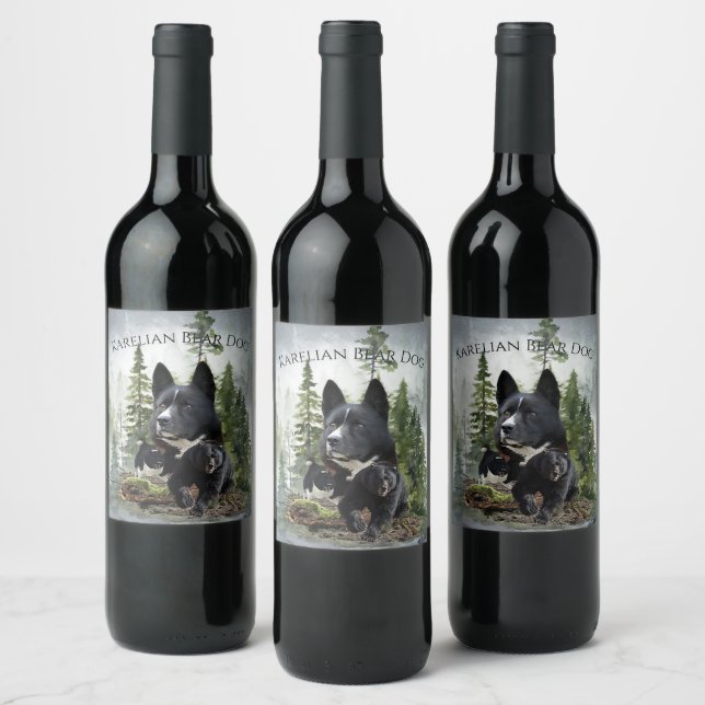 Karelian Bear Dog     Wine Label (Bottles)