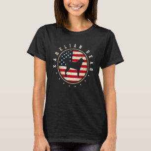 Karelian Bear Usa Flag 4th July Dog Mum Dad T-Shirt