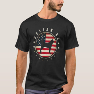 Karelian Bear Usa Flag 4th July Dog Mum Dad T-Shirt