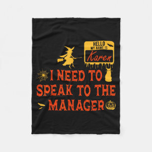 Karen Halloween Costume Name is Karen Funny Fleece Blanket
