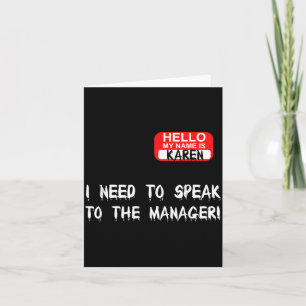 Karen Speak To Manager Funny Meme Quote Halloween Card