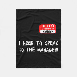 Karen Speak To Manager Funny Meme Quote Halloween Fleece Blanket