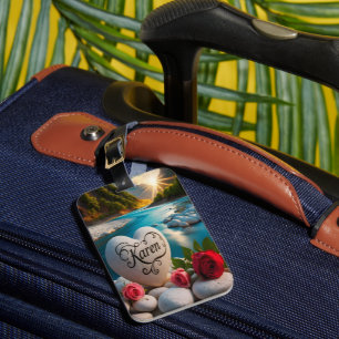 Karen's Heart stone River Sunset Luggage Tag