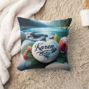 Karen's River Stone Heart Cushion