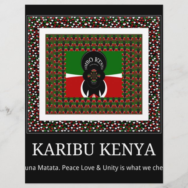 Karibu Kenya: Vibrant National Flag Colours design (Front)