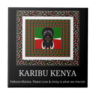 Karibu Kenya: Vibrant National Flag Colours design Ceramic Tile
